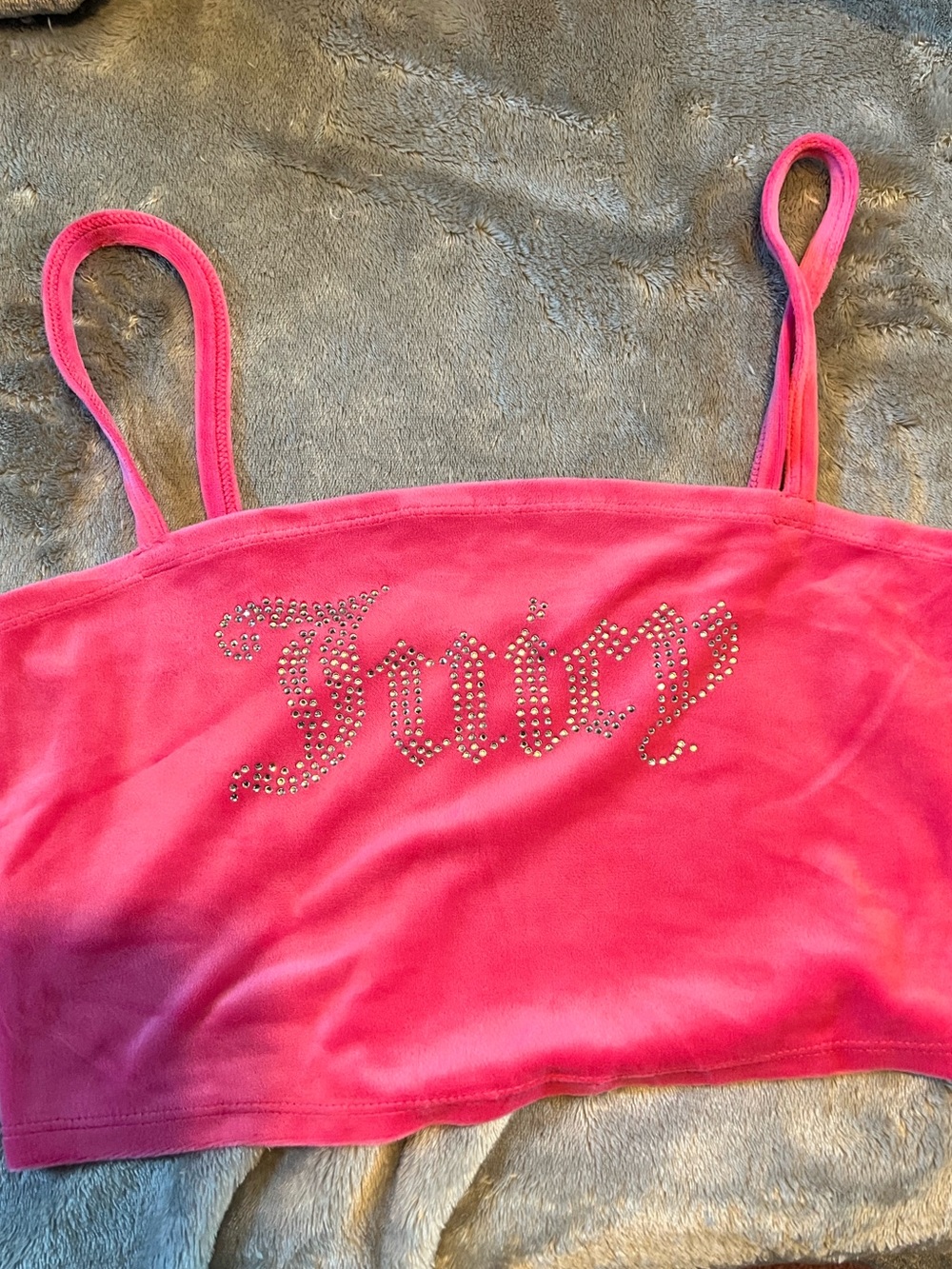 Juicy Couture Hot Pink Rhinestone Logo Velvet Tank